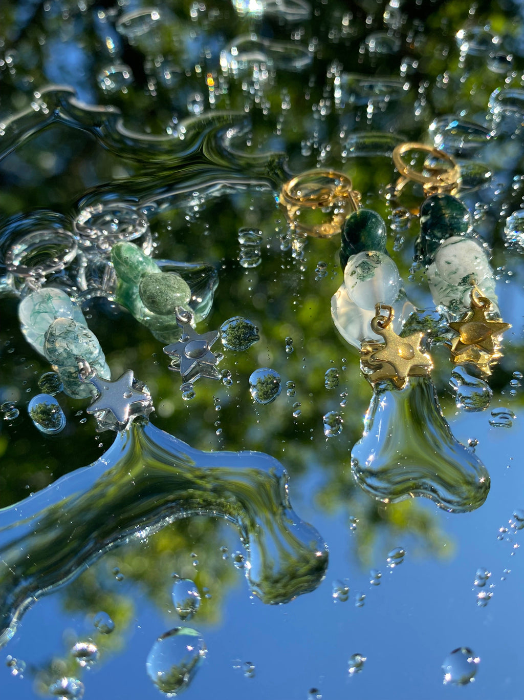 Boucles d’oreilles ASTRA en               agate-mousse