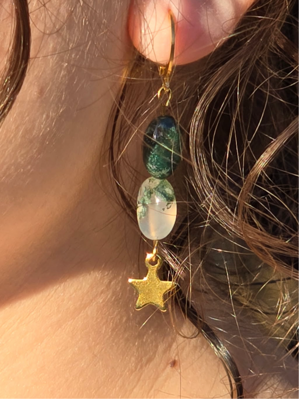 Boucles d’oreilles ASTRA en               agate-mousse