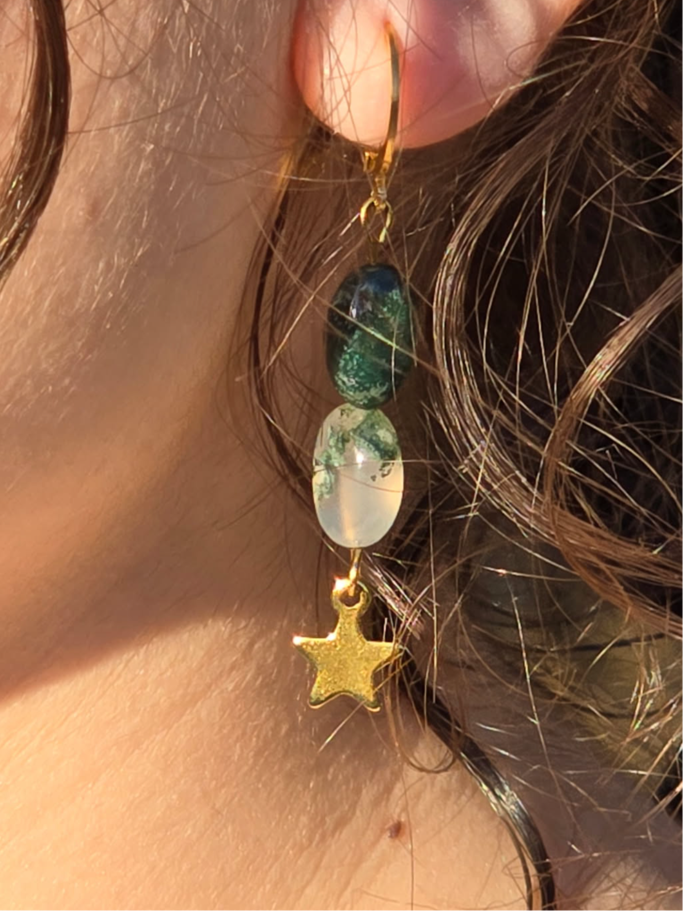 Boucles d’oreilles ASTRA en               agate-mousse