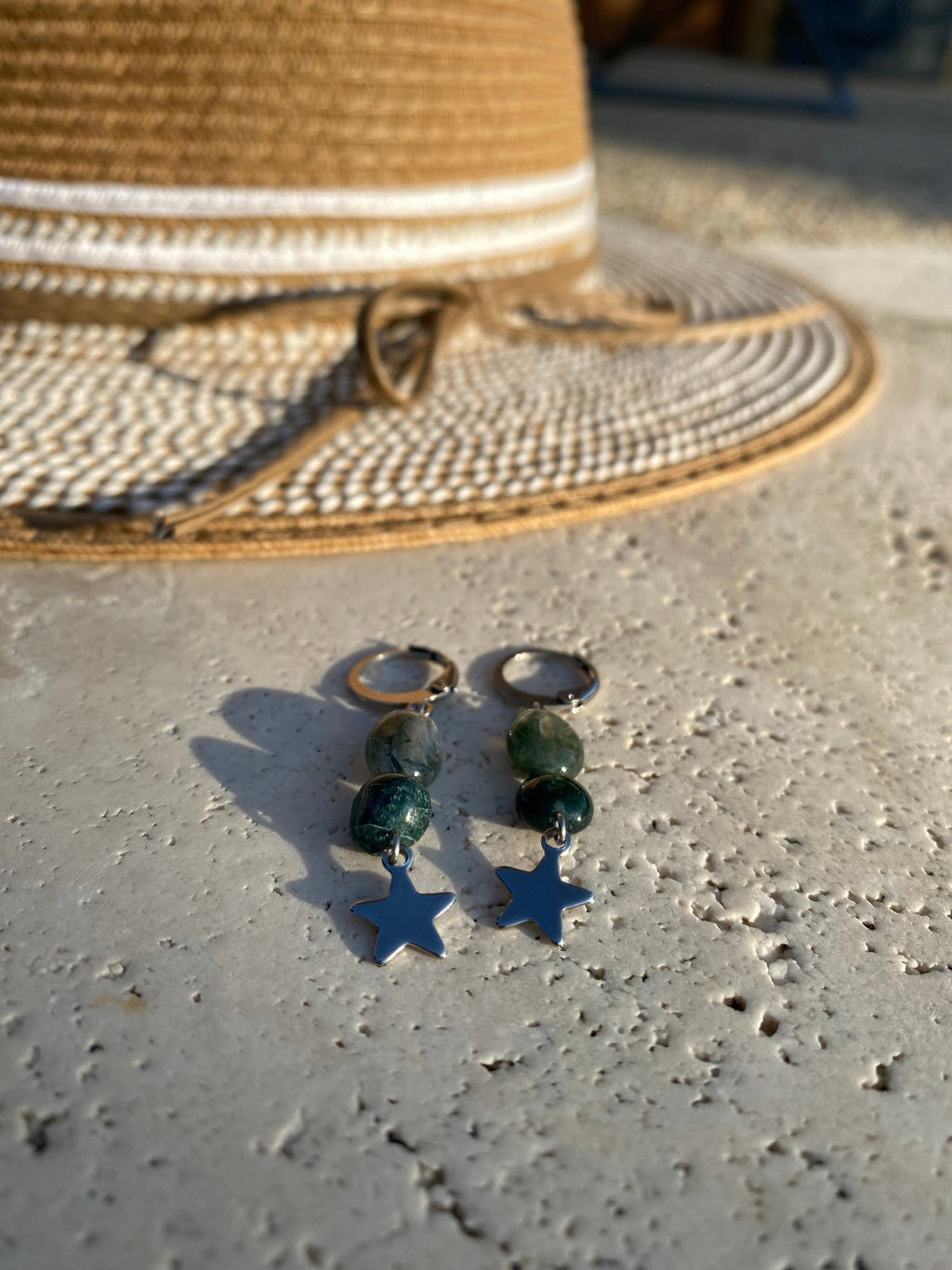 Boucles d’oreilles ASTRA en               agate-mousse