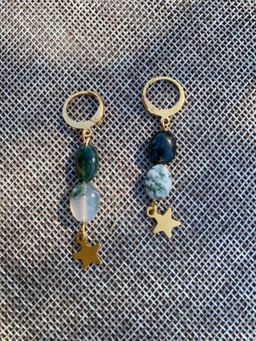 Boucles d’oreilles ASTRA                           en agate-mousse