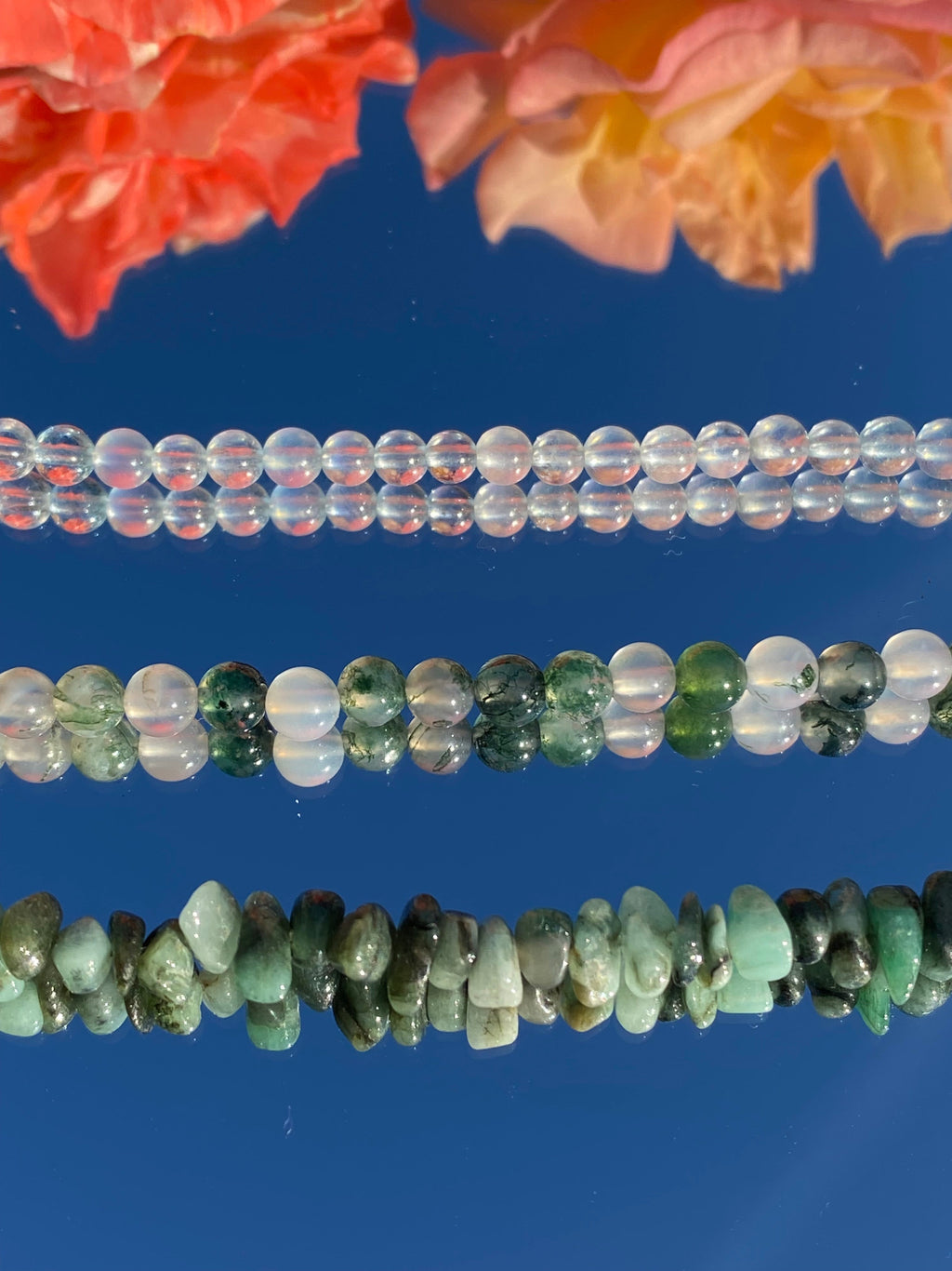 Bracelet AYLA, aigue-marine, agate-mousse, émeraude