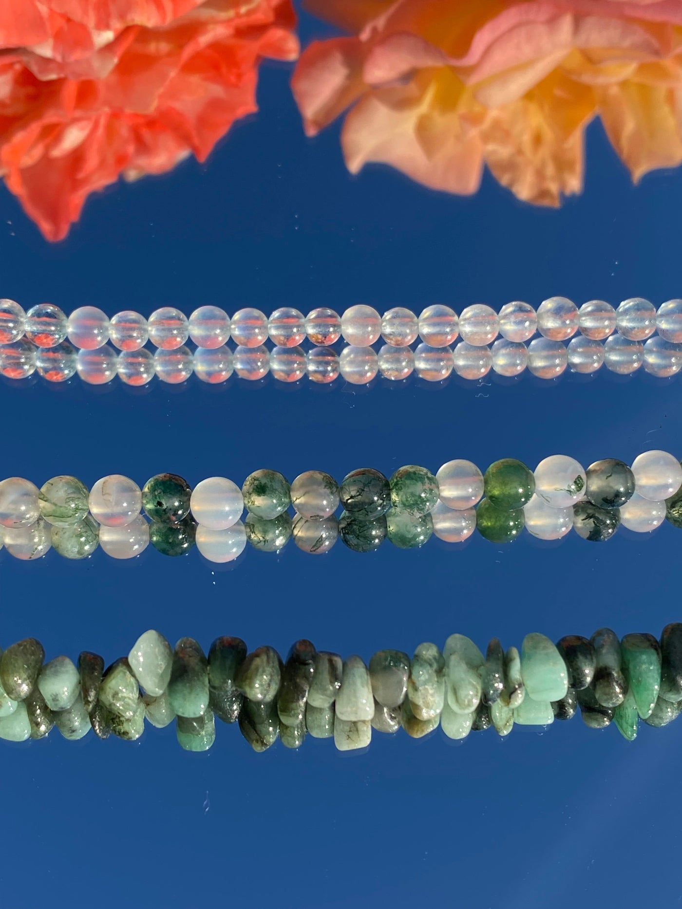 Bracelet AYLA, aigue-marine, agate-mousse, émeraude