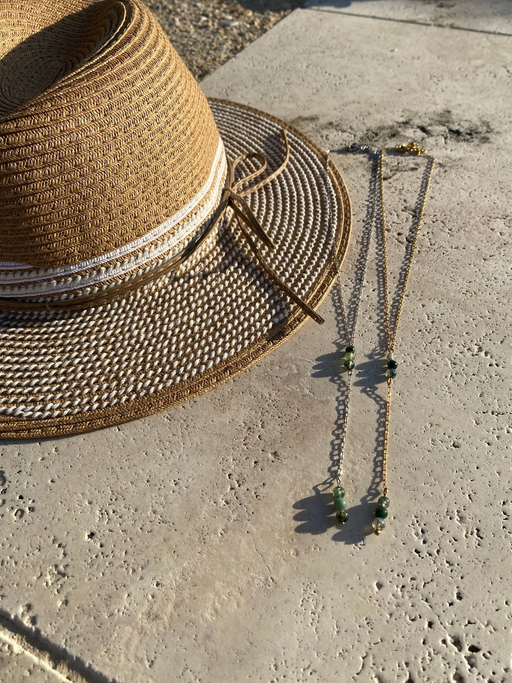 Collier ETERNITY, agate-mousse, doré, argent