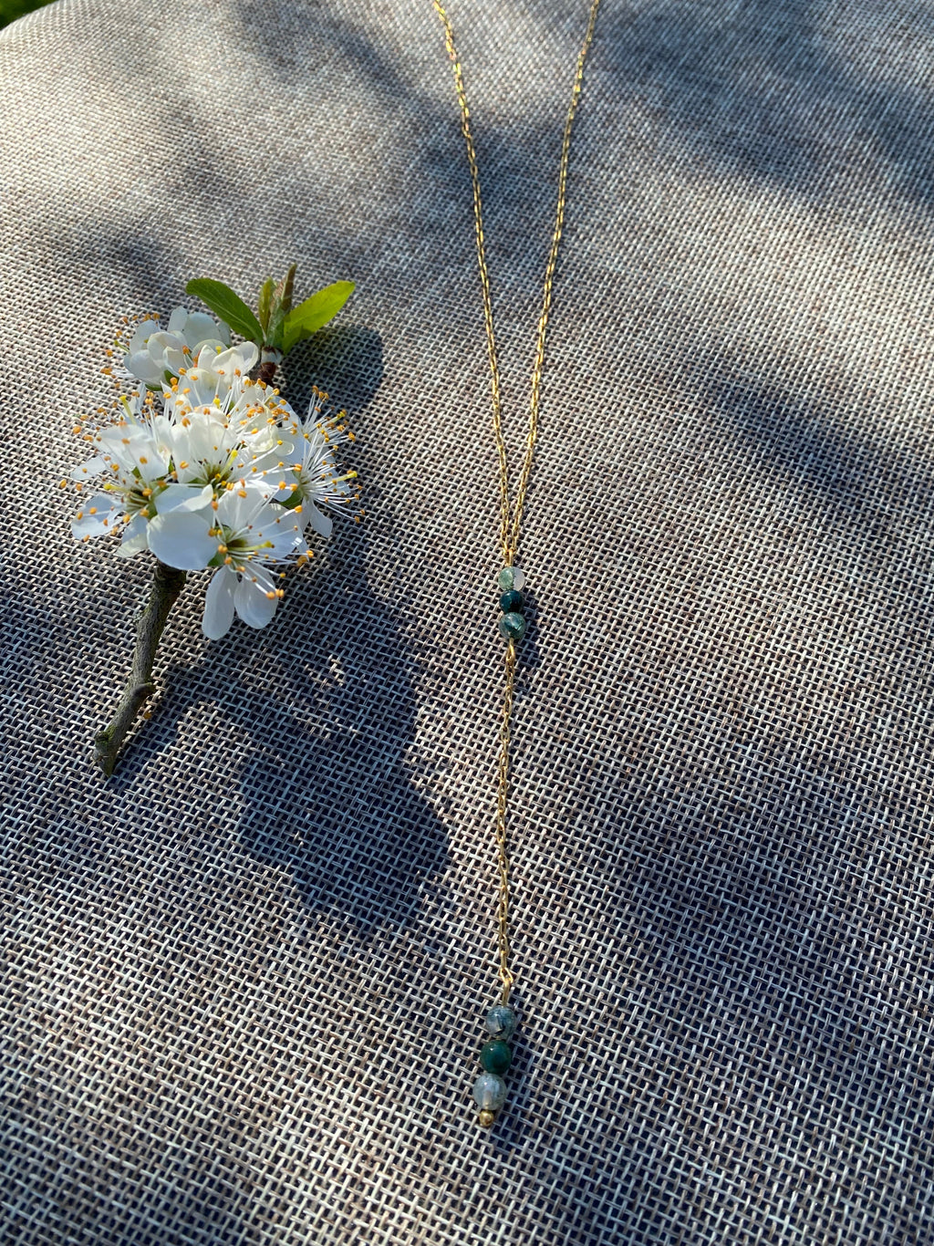 Collier ETERNITY, agate-mousse, doré