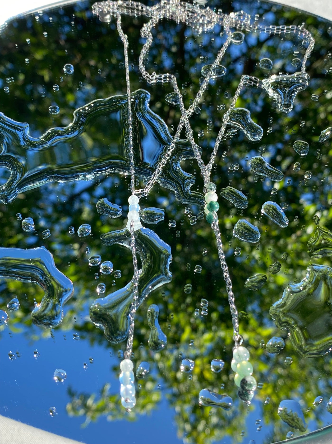 Collier ETERNITY, agate-mousse,      aigue-marine, argent 